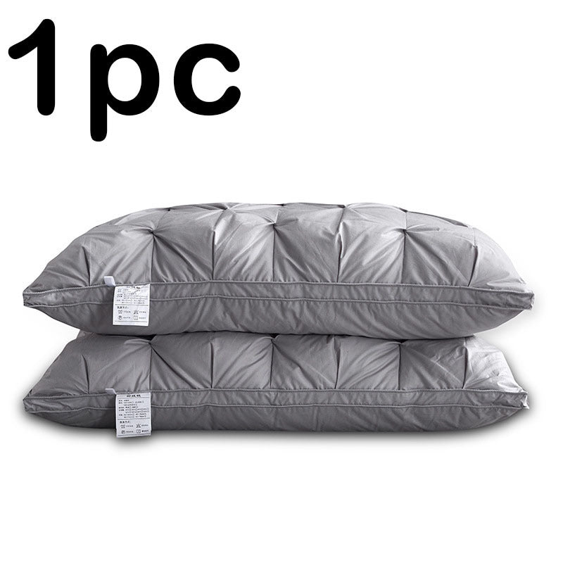 KTX-814227 Premium White Goose Down Pillow - 16-18 cm Height, Pure Cotton Fabric, Single Unit