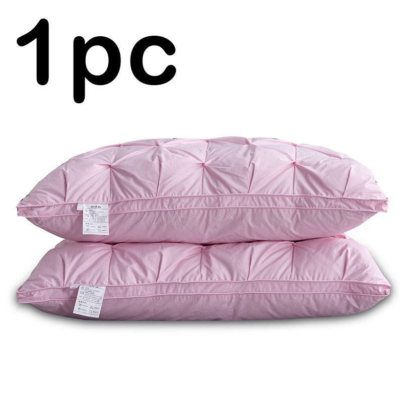 KTX-814227 Premium White Goose Down Pillow - 16-18 cm Height, Pure Cotton Fabric, Single Unit