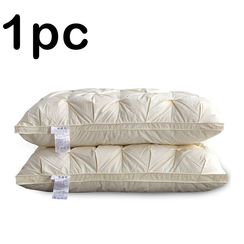 KTX-814227 Premium White Goose Down Pillow - 16-18 cm Height, Pure Cotton Fabric, Single Unit
