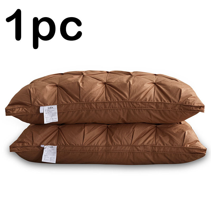 KTX-814227 Premium White Goose Down Pillow - 16-18 cm Height, Pure Cotton Fabric, Single Unit