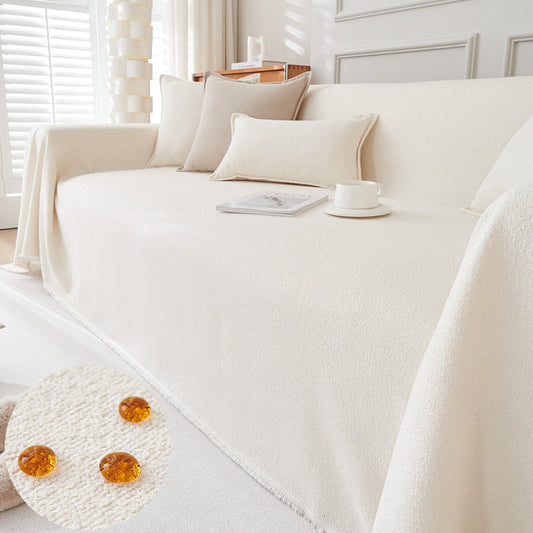 KTX-814227 Teddy Velvet Waterproof Sofa Cover and Pillow Set in Solid Colors