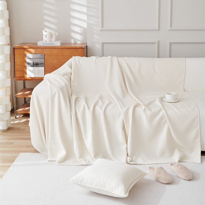 KTX-814227 Teddy Velvet Waterproof Sofa Cover and Pillow Set in Solid Colors