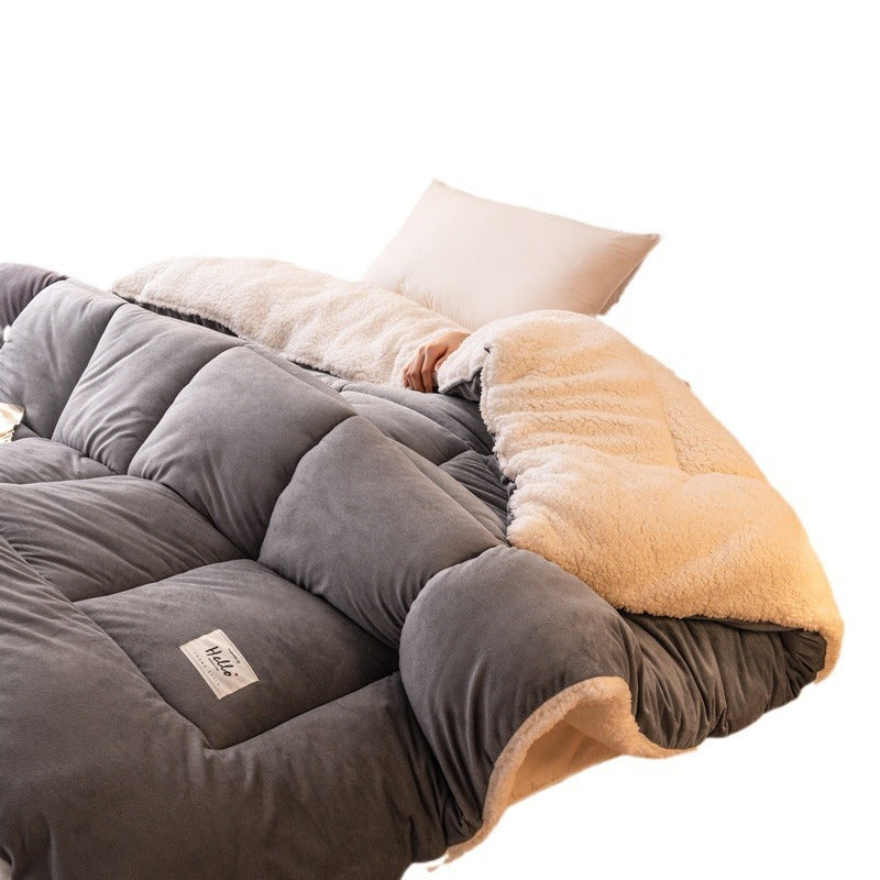 KTX-814867 Reversible Velvet Thickened Duvet Insert with Antibacterial Fiber Filling, Multiple Sizes Available