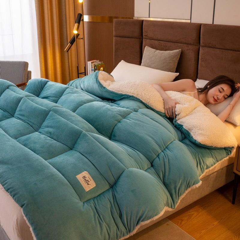 KTX-814867 Reversible Velvet Thickened Duvet Insert with Antibacterial Fiber Filling, Multiple Sizes Available