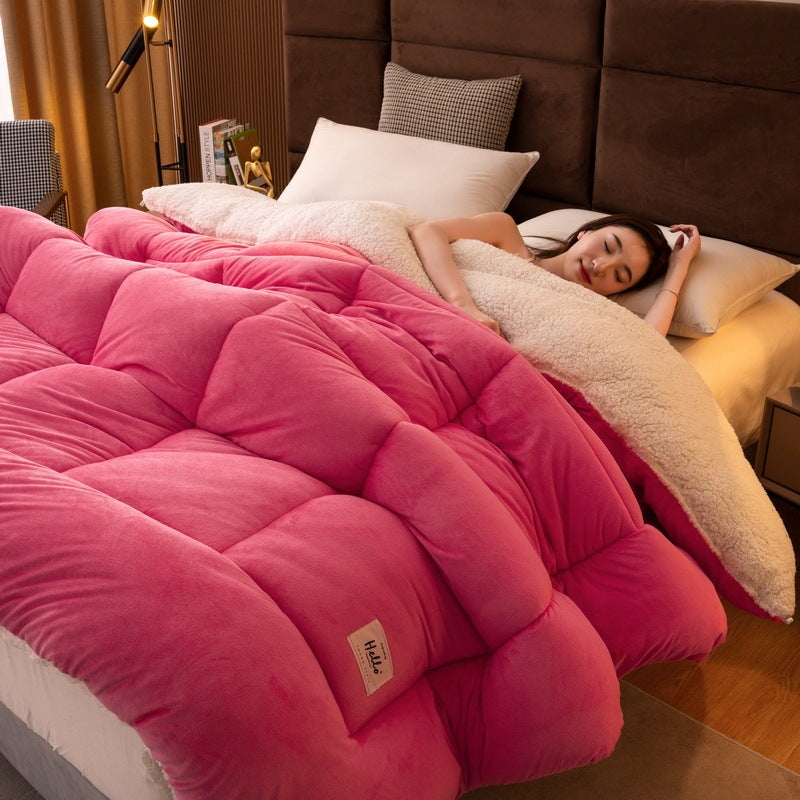 KTX-814867 Reversible Velvet Thickened Duvet Insert with Antibacterial Fiber Filling, Multiple Sizes Available