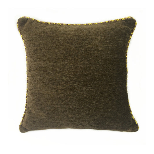 KTX-815379 Dark Brown Floral Design Cotton Pillowcase, 45x45cm Chenille Cushion Cover