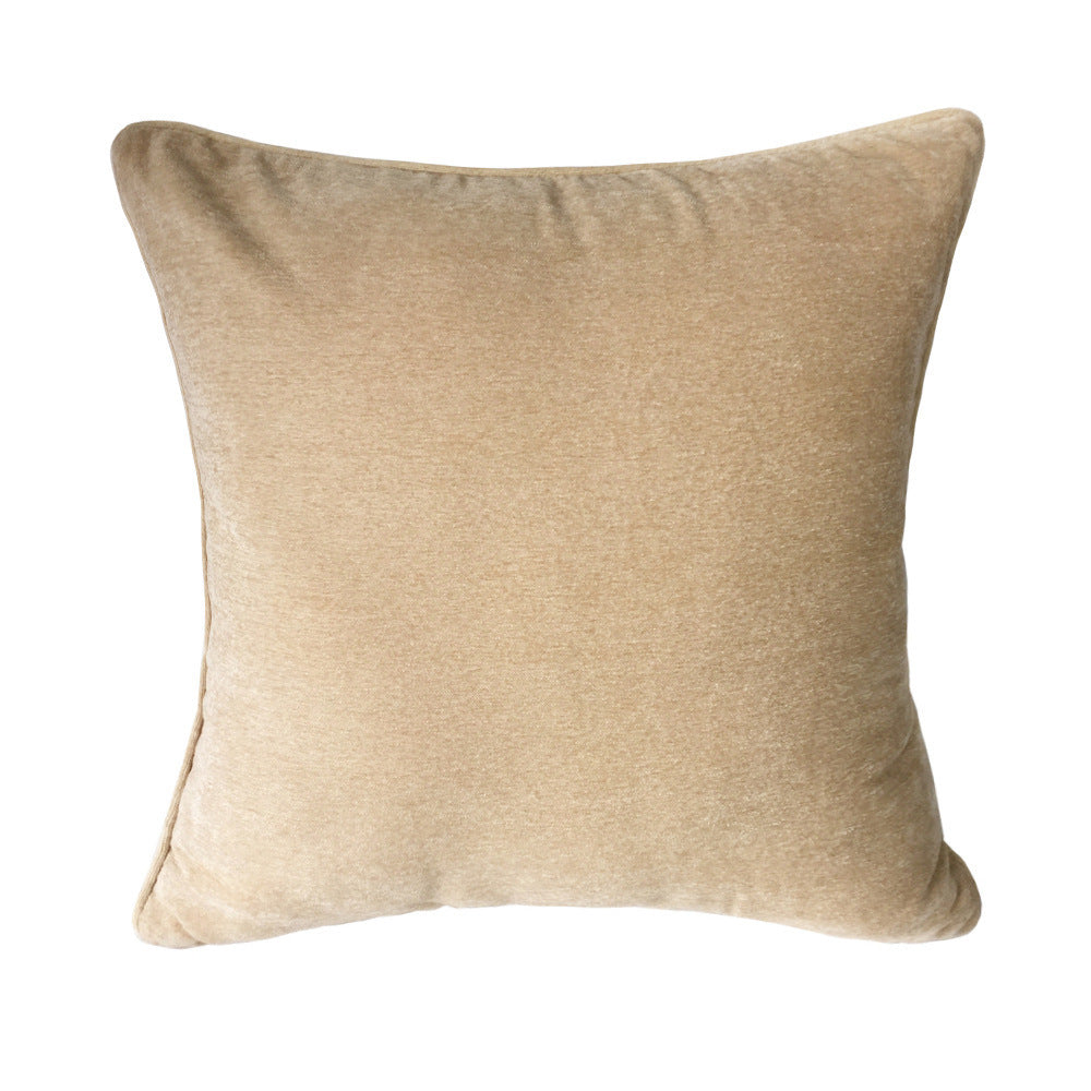 KTX-815379 Dark Brown Floral Design Cotton Pillowcase, 45x45cm Chenille Cushion Cover