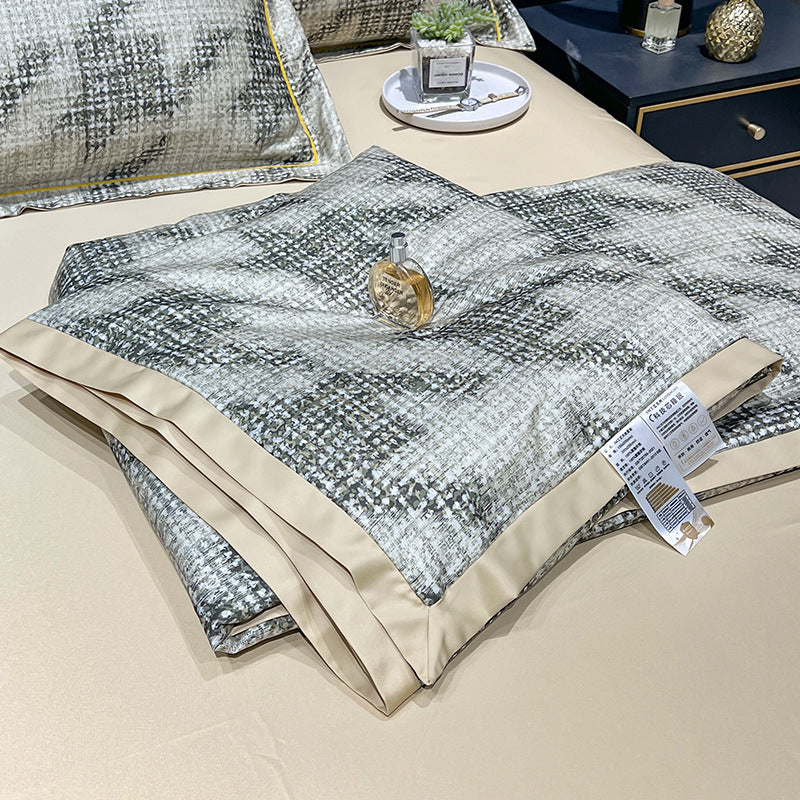 KTX-815699 Summer Duvet Four-Piece Set with Cool Fiber and Washed Silk Finish