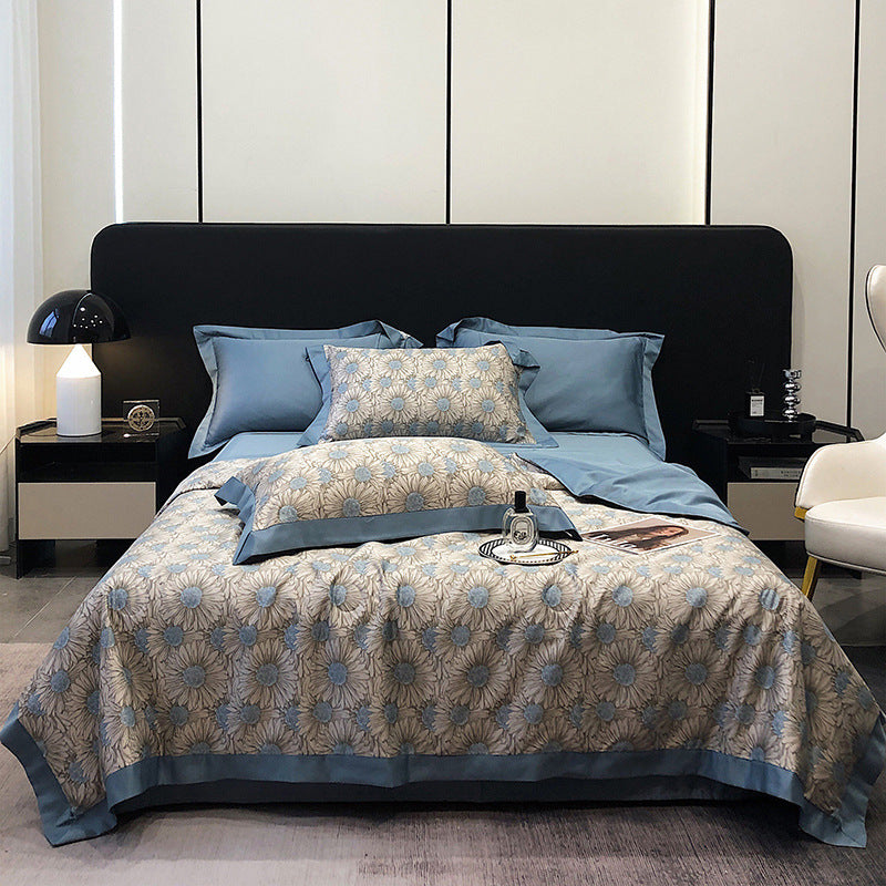 KTX-815699 Summer Duvet Four-Piece Set with Cool Fiber and Washed Silk Finish