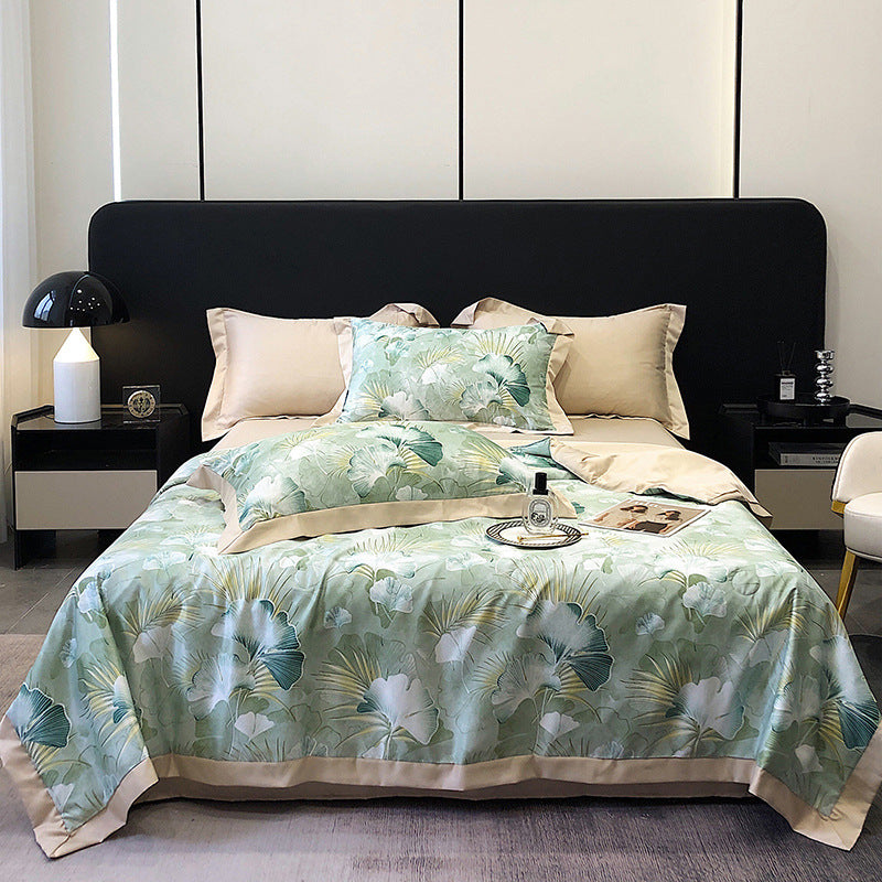 KTX-815699 Summer Duvet Four-Piece Set with Cool Fiber and Washed Silk Finish