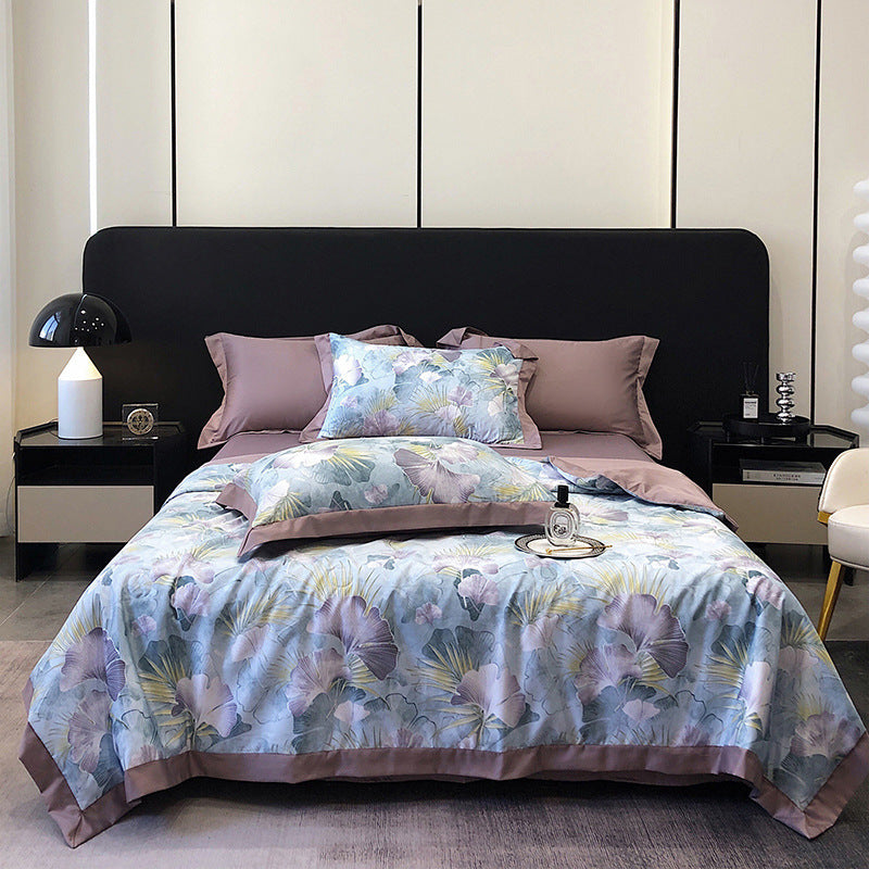 KTX-815699 Summer Duvet Four-Piece Set with Cool Fiber and Washed Silk Finish