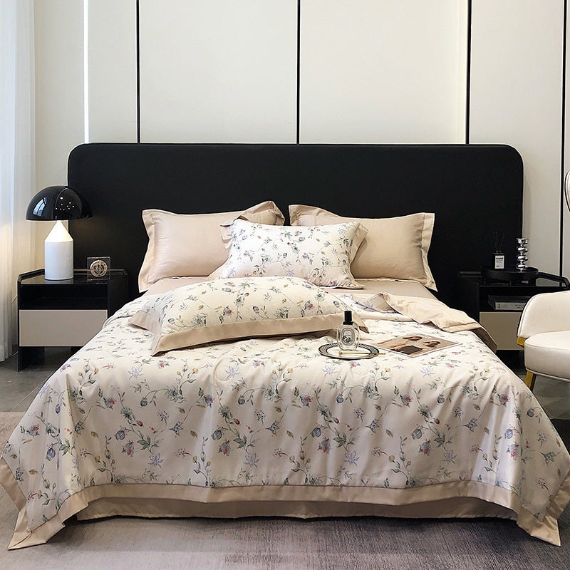 KTX-815699 Summer Duvet Four-Piece Set with Cool Fiber and Washed Silk Finish