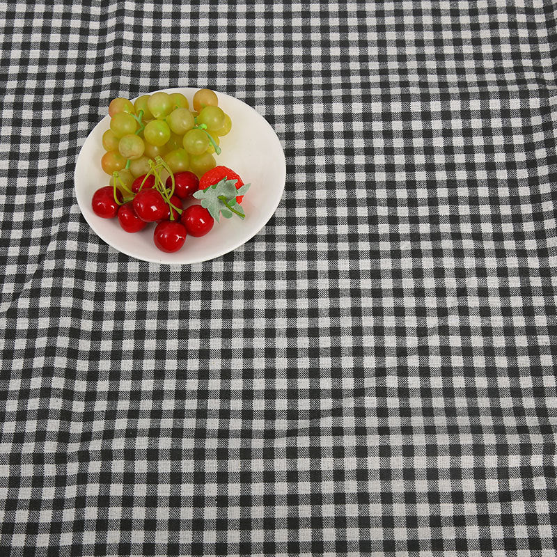KTX-816531 Cotton Hemp Check Print Stall Tablecloth and Mat - Digital Printing, 150cm Width