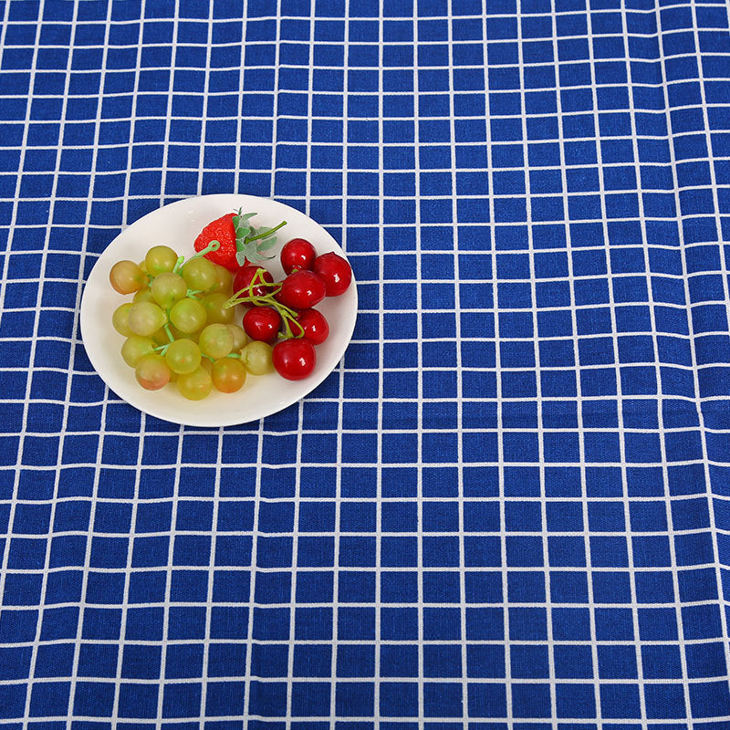 KTX-816531 Cotton Hemp Check Print Stall Tablecloth and Mat - Digital Printing, 150cm Width
