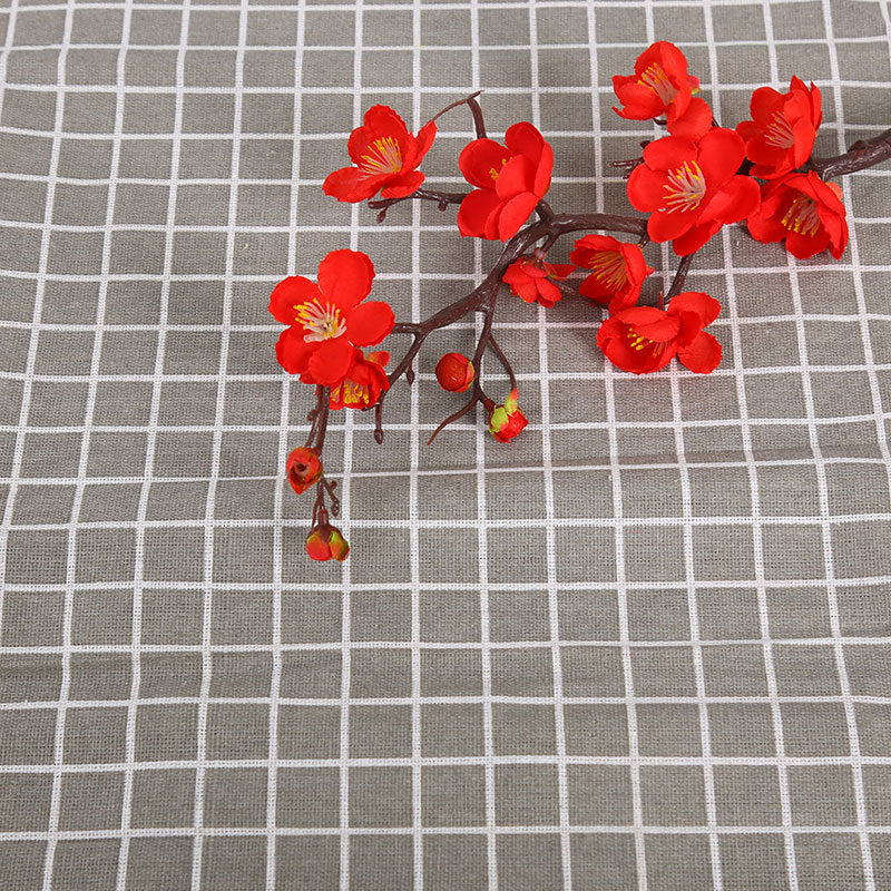 KTX-816531 Cotton Hemp Check Print Stall Tablecloth and Mat - Digital Printing, 150cm Width