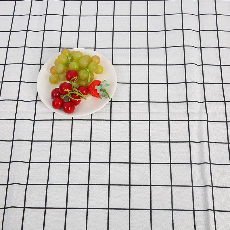 KTX-816531 Cotton Hemp Check Print Stall Tablecloth and Mat - Digital Printing, 150cm Width