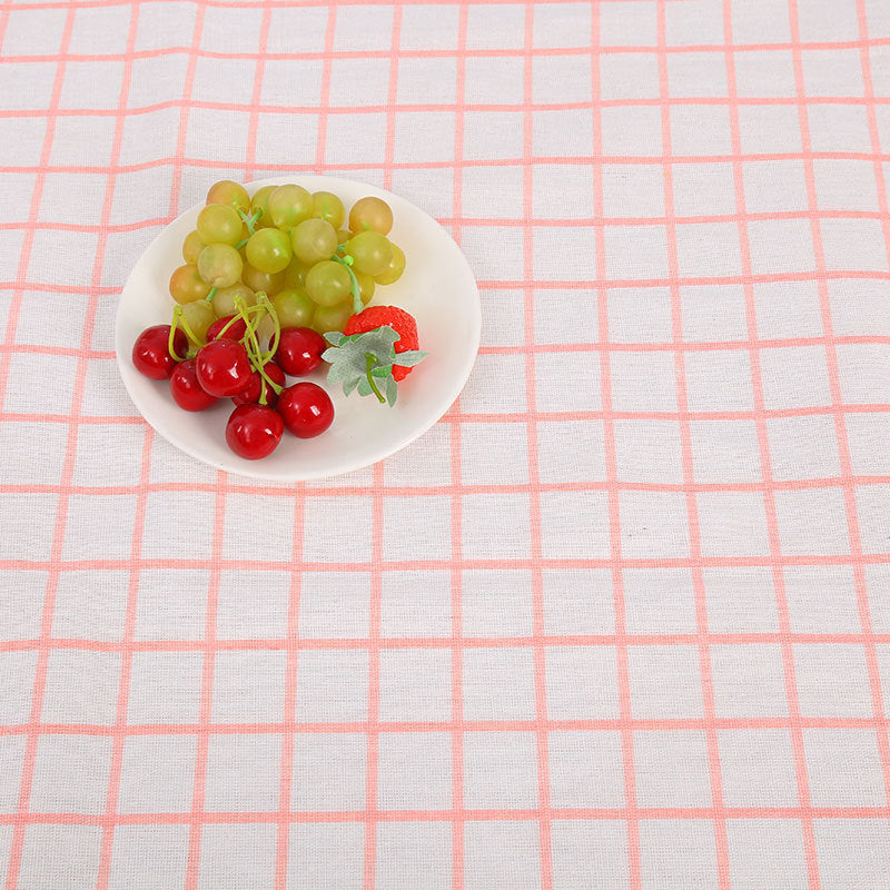 KTX-816531 Cotton Hemp Check Print Stall Tablecloth and Mat - Digital Printing, 150cm Width