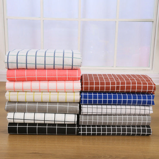 KTX-816531 Cotton Hemp Check Print Stall Tablecloth and Mat - Digital Printing, 150cm Width