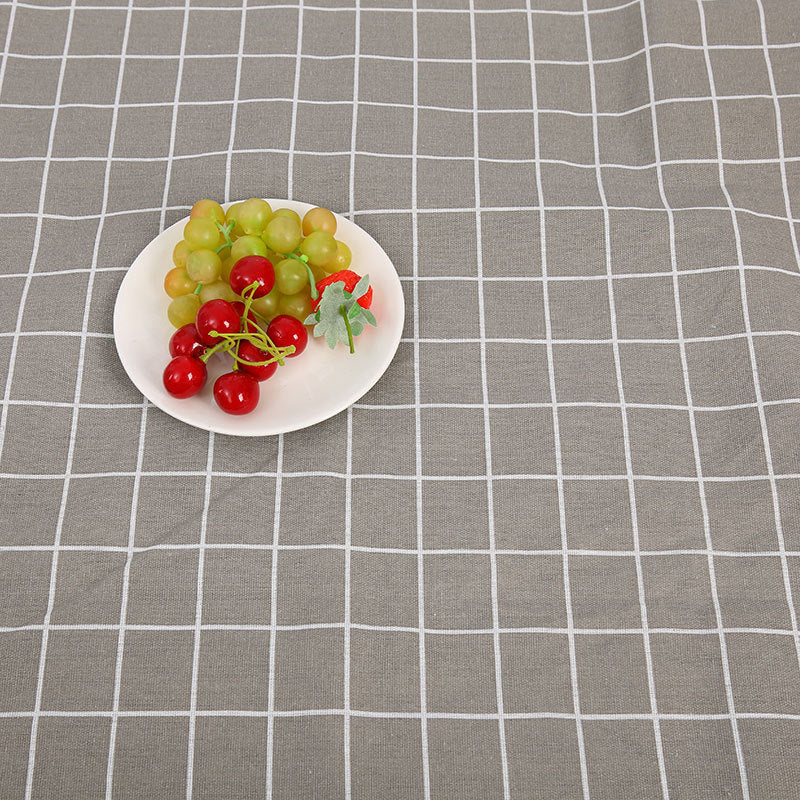 KTX-816531 Cotton Hemp Check Print Stall Tablecloth and Mat - Digital Printing, 150cm Width