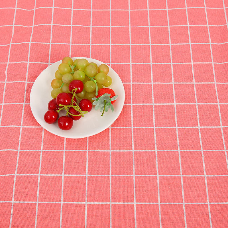 KTX-816531 Cotton Hemp Check Print Stall Tablecloth and Mat - Digital Printing, 150cm Width