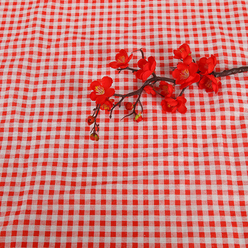 KTX-816531 Cotton Hemp Check Print Stall Tablecloth and Mat - Digital Printing, 150cm Width