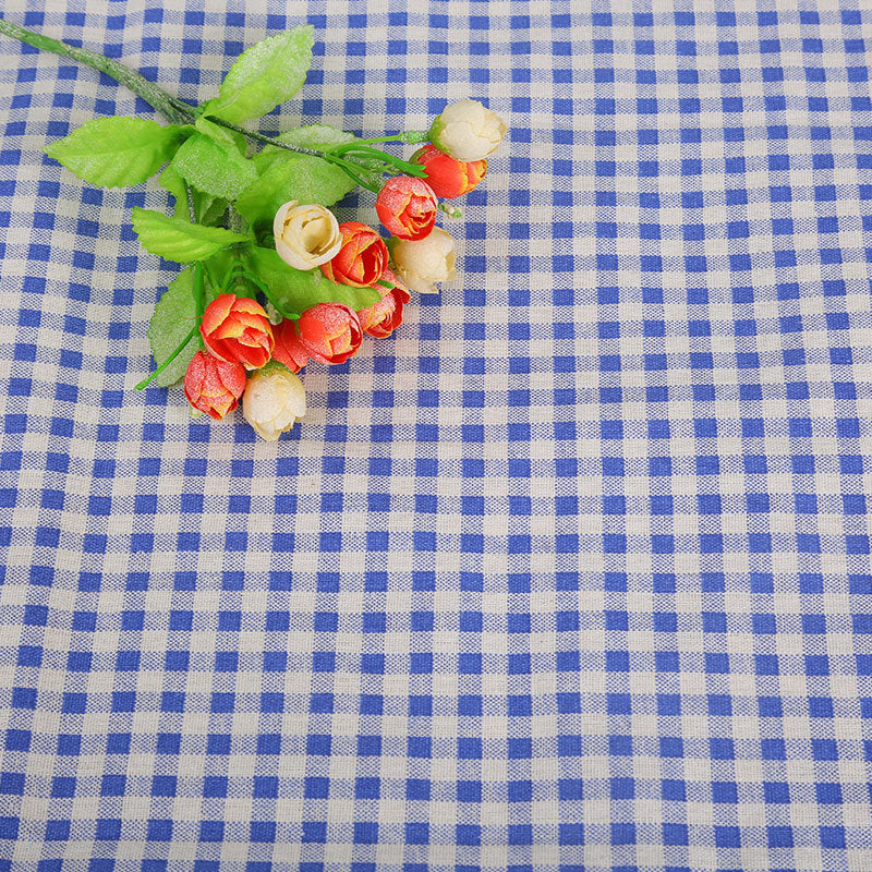 KTX-816531 Cotton Hemp Check Print Stall Tablecloth and Mat - Digital Printing, 150cm Width