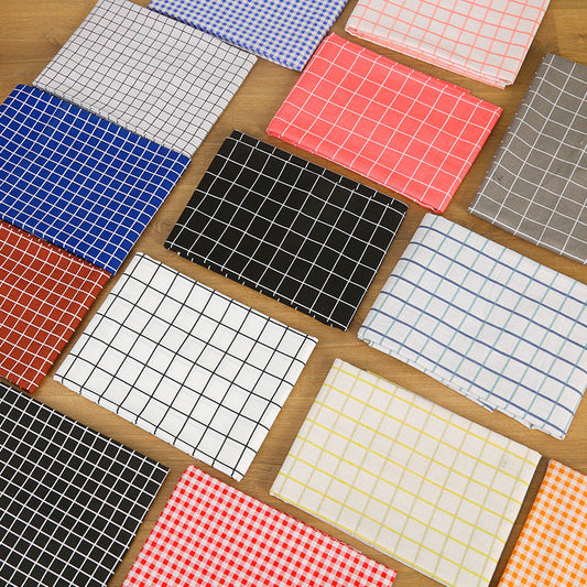 KTX-816531 Cotton Hemp Check Print Stall Tablecloth and Mat - Digital Printing, 150cm Width