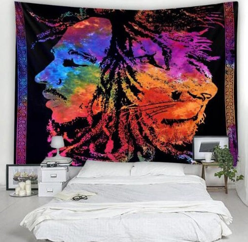 KTX-817555 Elegant Geometric Abstract Plush Fabric Tapestry for Bedroom and Living Room Decor