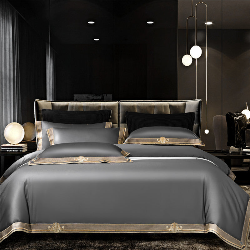 KTX-817619 Luxury Light Wine Red Cotton Bedding Set - Nordic Design, Reactive Dyeing, 1.5 Bed Size