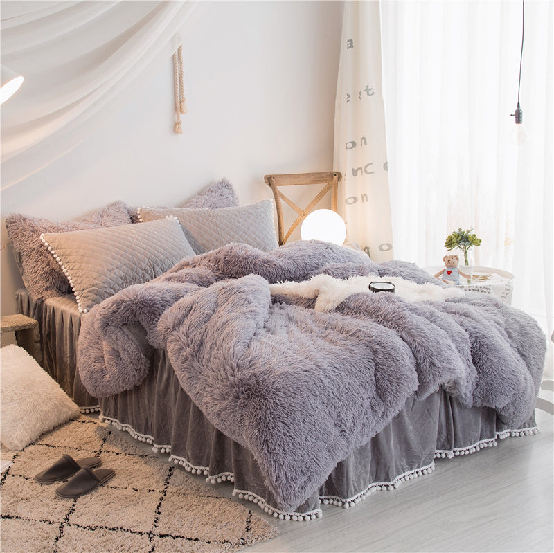 KTX-818771 Korean Mink Velvet Bedding Set - Multiple Sizes Available