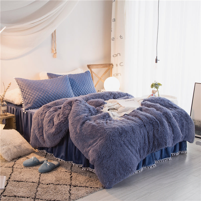 KTX-818771 Korean Mink Velvet Bedding Set - Multiple Sizes Available