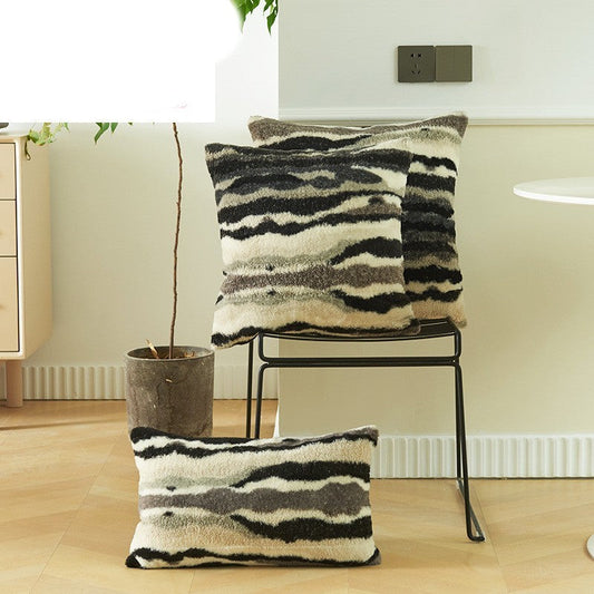 KTX-818899 Plush Striped Quicksand Color Pillowcase - Multiple Sizes Available