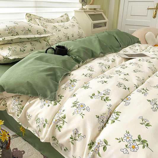 KTX-819155 Skin-Friendly Cotton Floral Bed Set - Available in Multiple Sizes and Elegant Colors