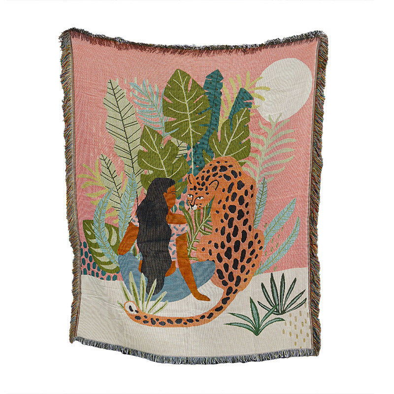 KTX-822291 American Style Cotton Acrylic Blend Camping Cover Blanket in Various Patterns and Sizes