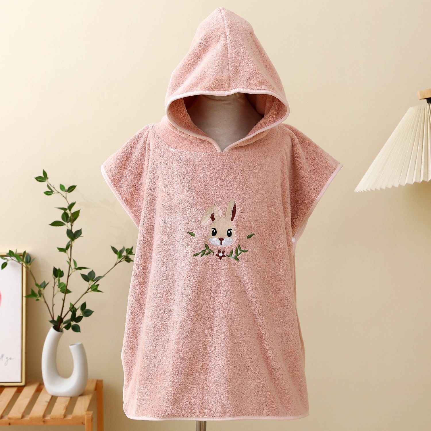 KTX-822867 Children's Coral Fleece Hooded Bath Cloaks - Bear, Rabbit, Duck, and Koala Designs