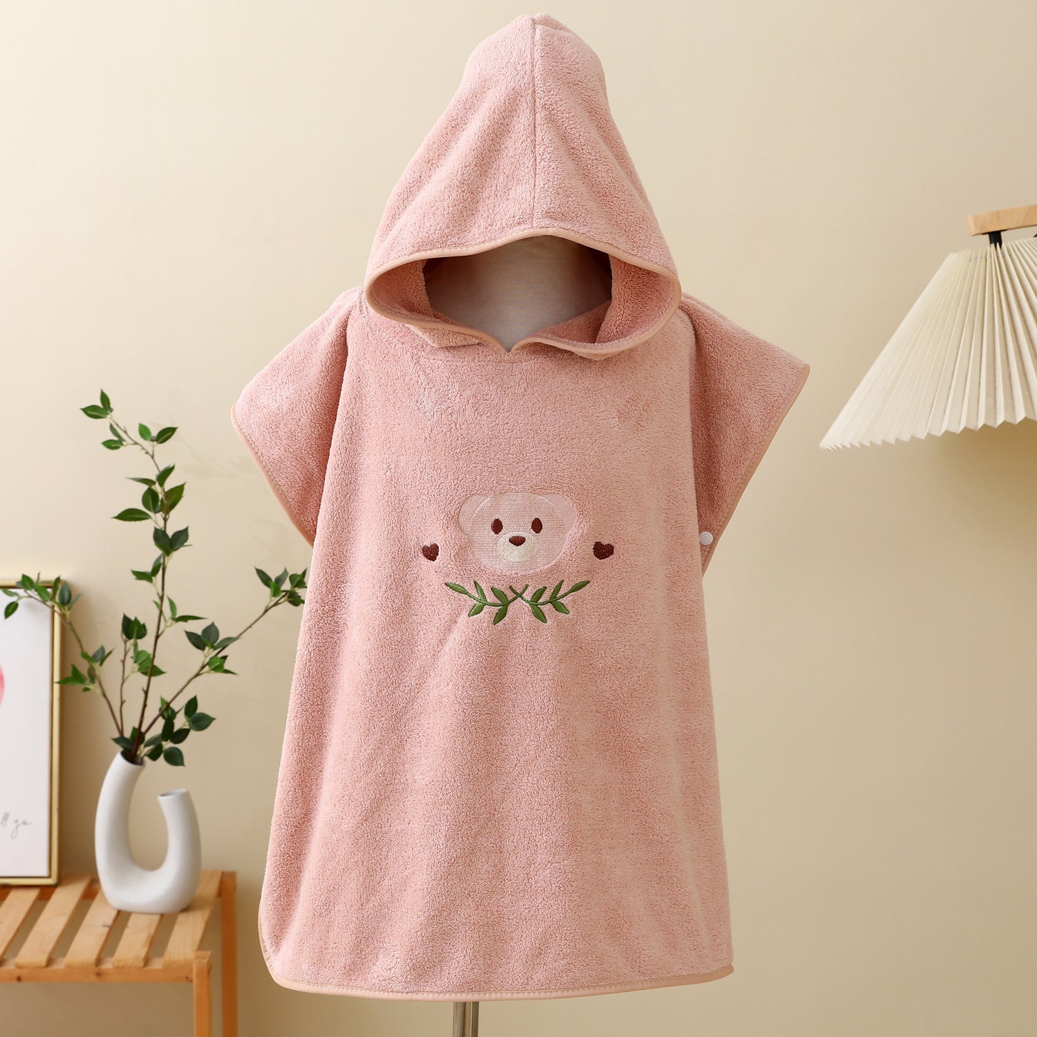 KTX-822867 Children's Coral Fleece Hooded Bath Cloaks - Bear, Rabbit, Duck, and Koala Designs