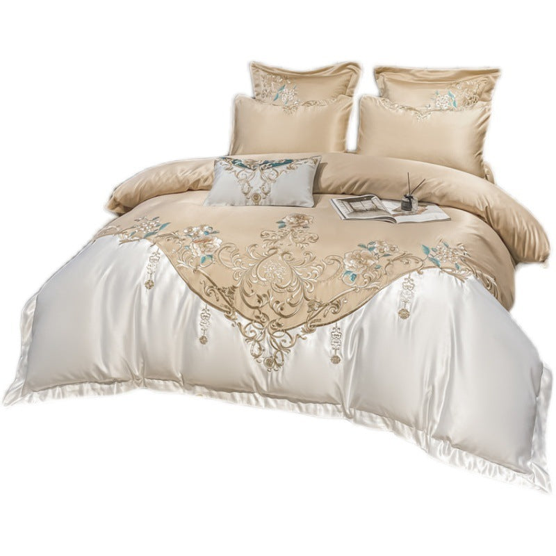 KTX-822931 Luxury Four-Piece European-Style Flower Embroidery Bedding Set in Various Colors