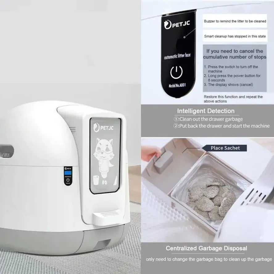 KTX-823059 Automatic Self-Cleaning Cat Litter Box with Front Entry and Gravity Sensor Function