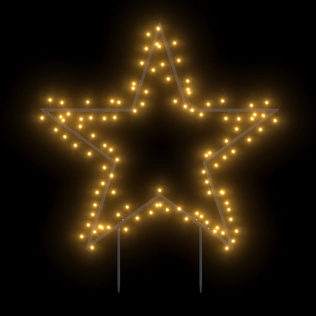 KTX-823251 Warm White Star-Shaped Christmas Decoration with 115 LEDs and Ground Spikes, 8 Lighting Modes, 90 x 85 cm