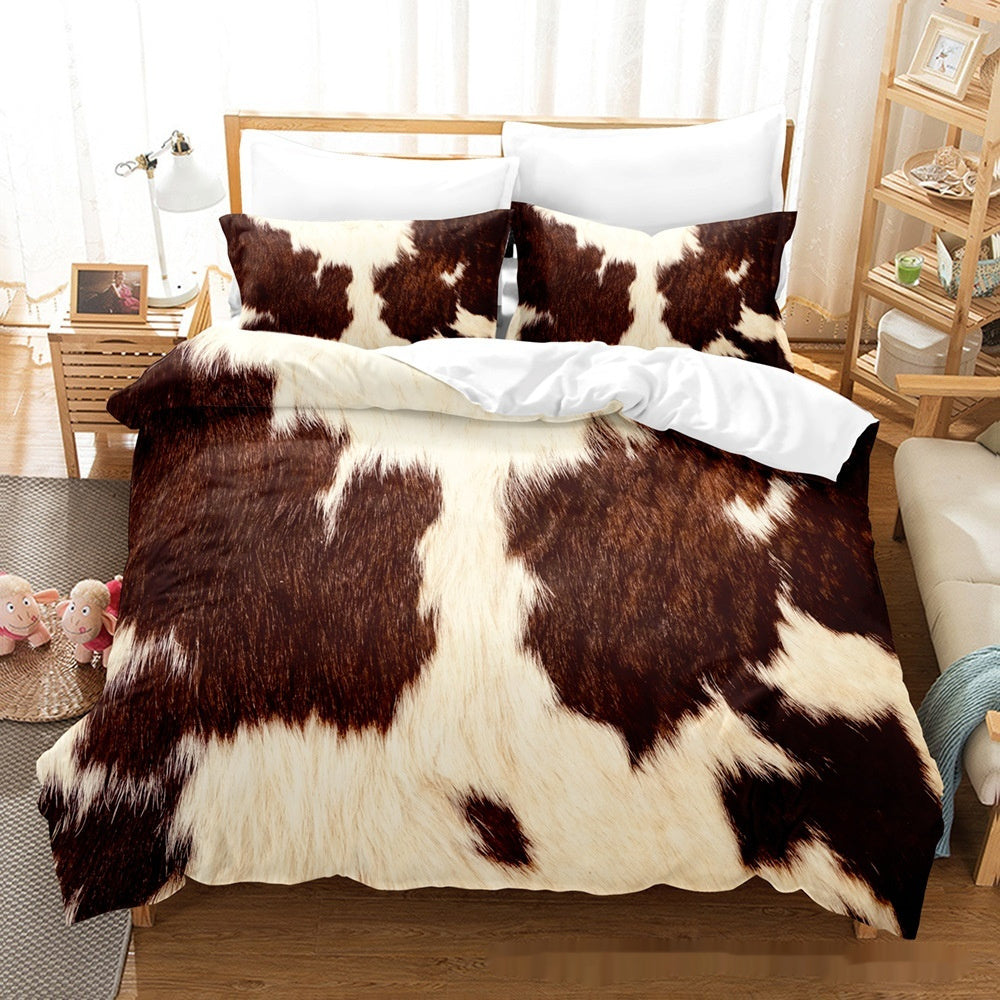 KTX-824403 Animal Fur Print Duvet Cover and Pillowcase 3-Piece Bedding Set for 1.8m Bed