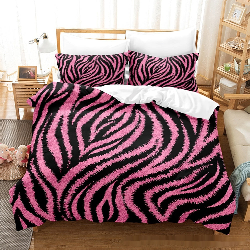 KTX-824403 Animal Fur Print Duvet Cover and Pillowcase 3-Piece Bedding Set for 1.8m Bed