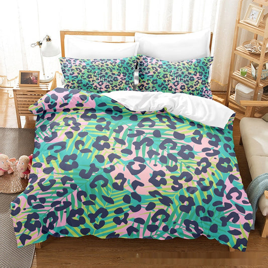 KTX-824403 Animal Fur Print Duvet Cover and Pillowcase 3-Piece Bedding Set for 1.8m Bed