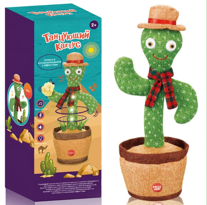 KTX-824851 Electric Dancing Plush Cactus Toy with Singing, Light & Wriggling Features for Kids
