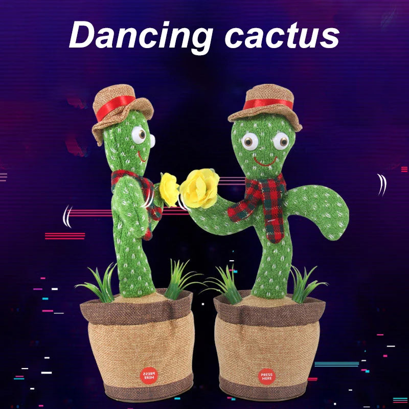 KTX-824851 Electric Dancing Plush Cactus Toy with Singing, Light & Wriggling Features for Kids