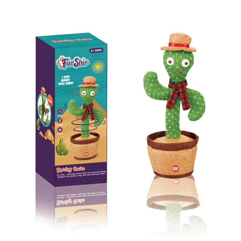 KTX-824851 Electric Dancing Plush Cactus Toy with Singing, Light & Wriggling Features for Kids