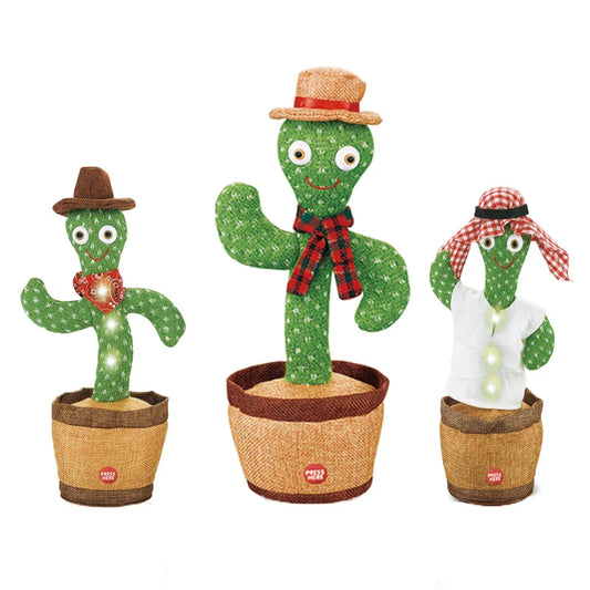 KTX-824851 Electric Dancing Plush Cactus Toy with Singing, Light & Wriggling Features for Kids