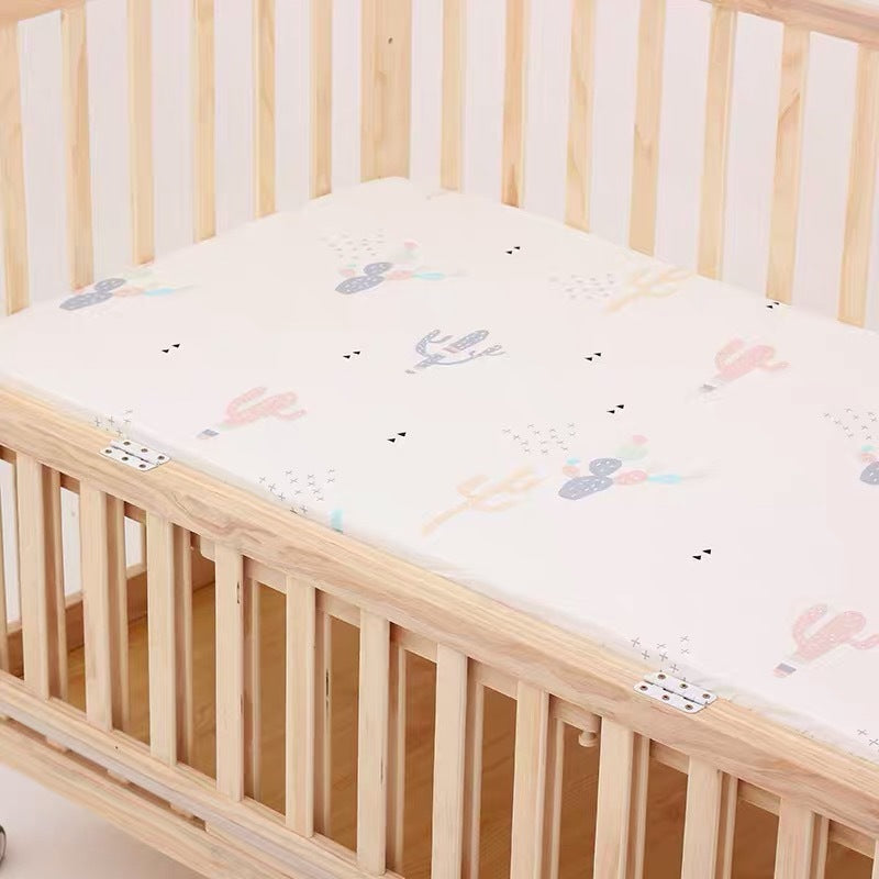 KTX-824915 Cotton Baby Bed Sheet Set with Cartoon Designs - 3-Piece Bedding for Infants