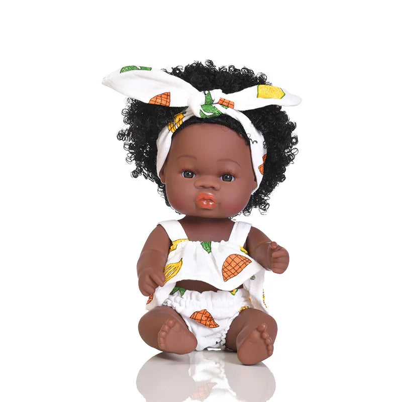 KTX-825427 33cm African Baby Doll Clothes Set for Kids - Soft Vinyl Fashion Doll Apparel for Creative Play