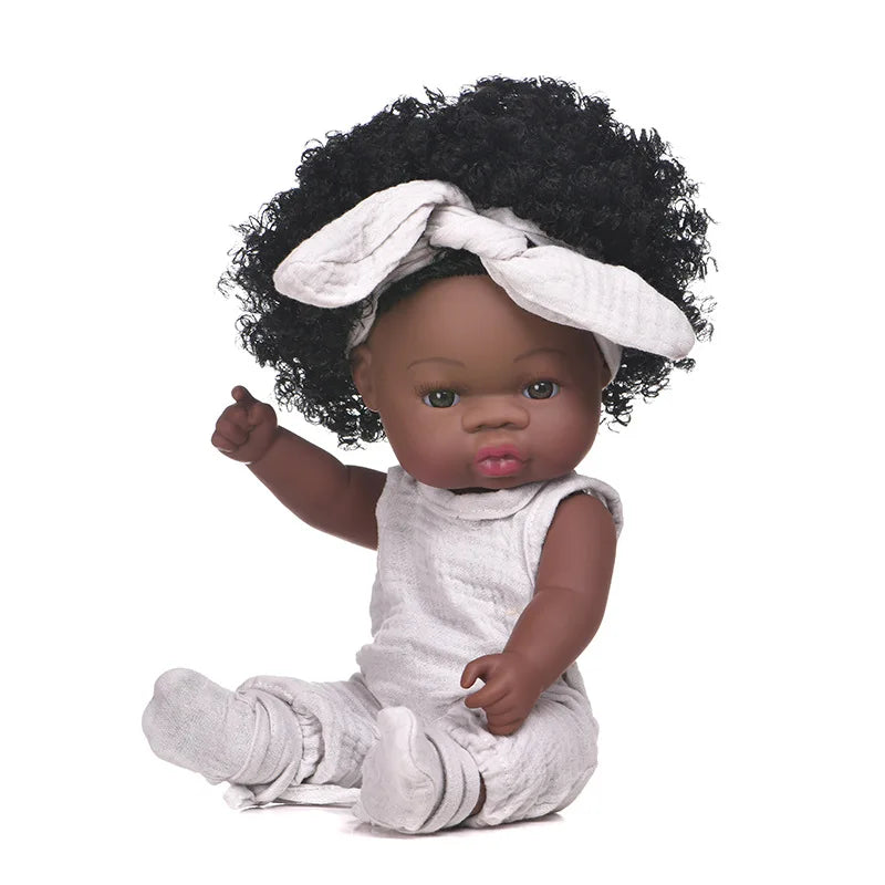 KTX-825427 33cm African Baby Doll Clothes Set for Kids - Soft Vinyl Fashion Doll Apparel for Creative Play