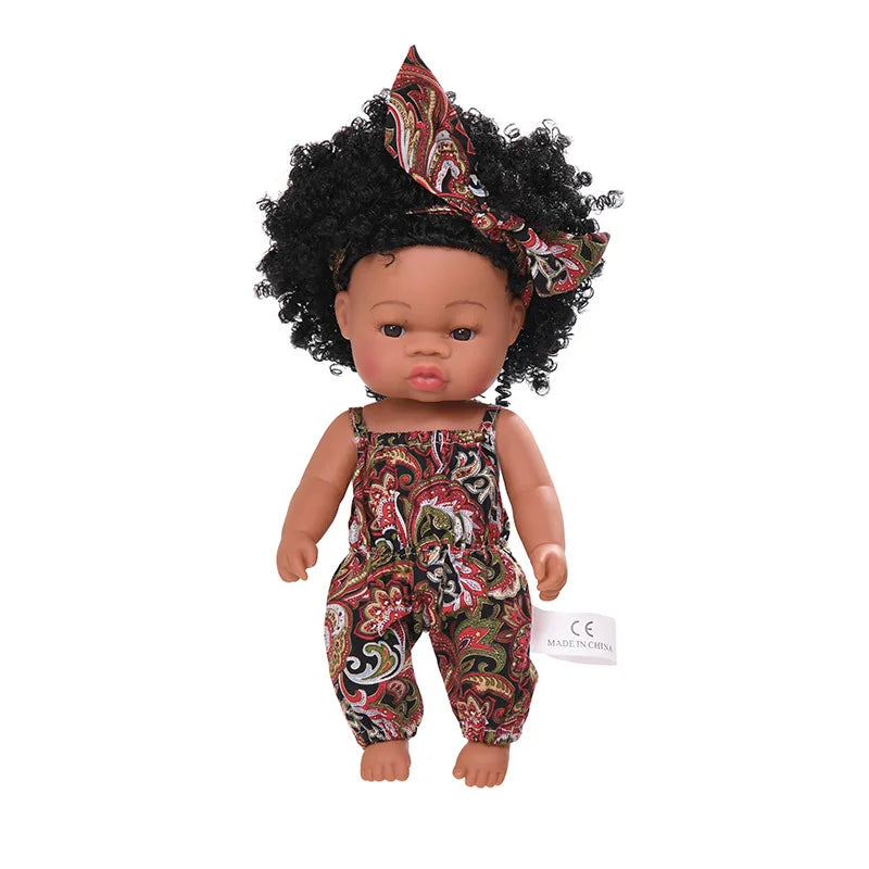 KTX-825427 33cm African Baby Doll Clothes Set for Kids - Soft Vinyl Fashion Doll Apparel for Creative Play